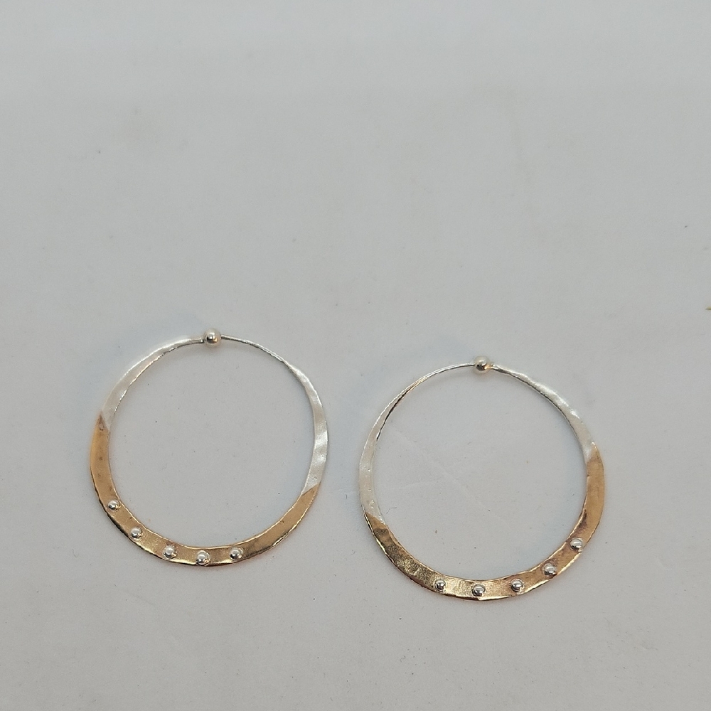 The Good Collective Hammered Sterling/Bronze Hoops